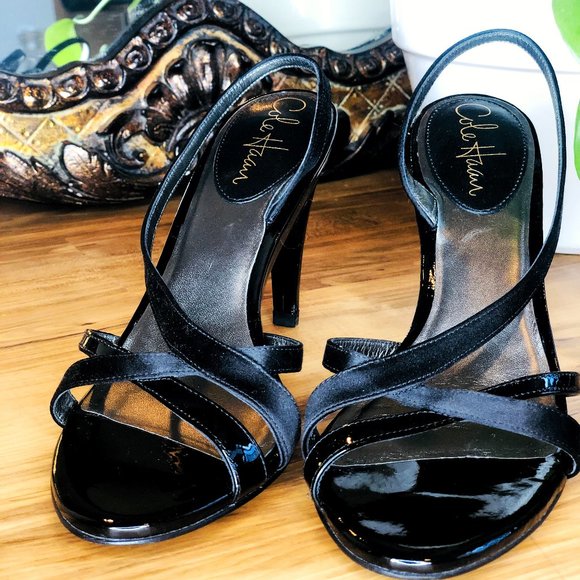 Cole Haan Black Strappy Heel Sandals size 7.5 Mint - Picture 4 of 12